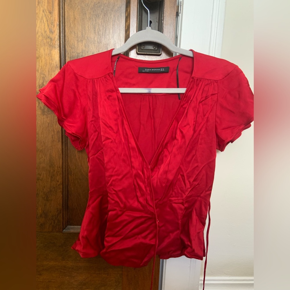 Zara Red Crop Top Going out blouse
